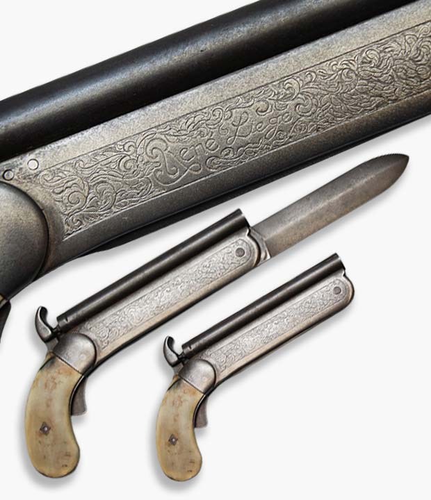 Combined-percussion-knife-gun,-Liege,-Belgium Combined weapon percussion knife-gun,Liege,Belgium